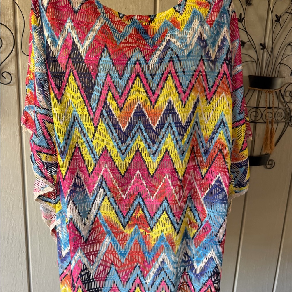 Multiples Multicolor Zigzag Crochet-Trim Button F… - image 5